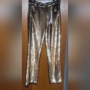 IRO Gold Sequin Straight-Leg Pants ize 40
